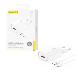 Foneng Charger EU68 USB 3A 18W with Type-C cable 1m White